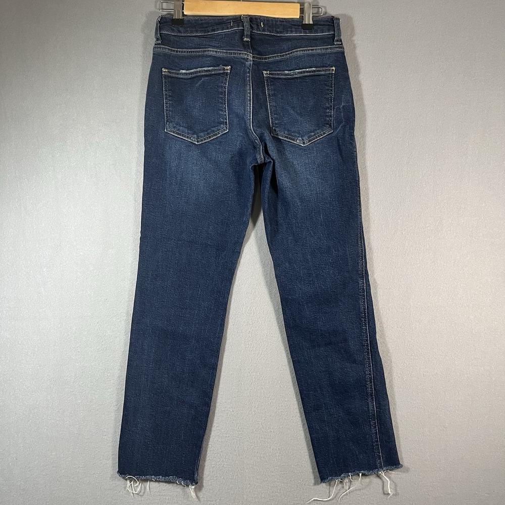 We The Free Free People‎ Mid-Rise Raw Hem Dark Wash Blue Cropped Ankle Jeans, 26 - Picture 2 of 8